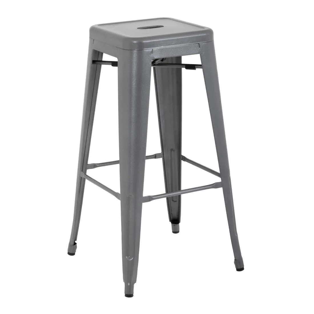 Hohe Hocker aus galvanisiertem Stahl in Metallic-Grau - 4er-Set