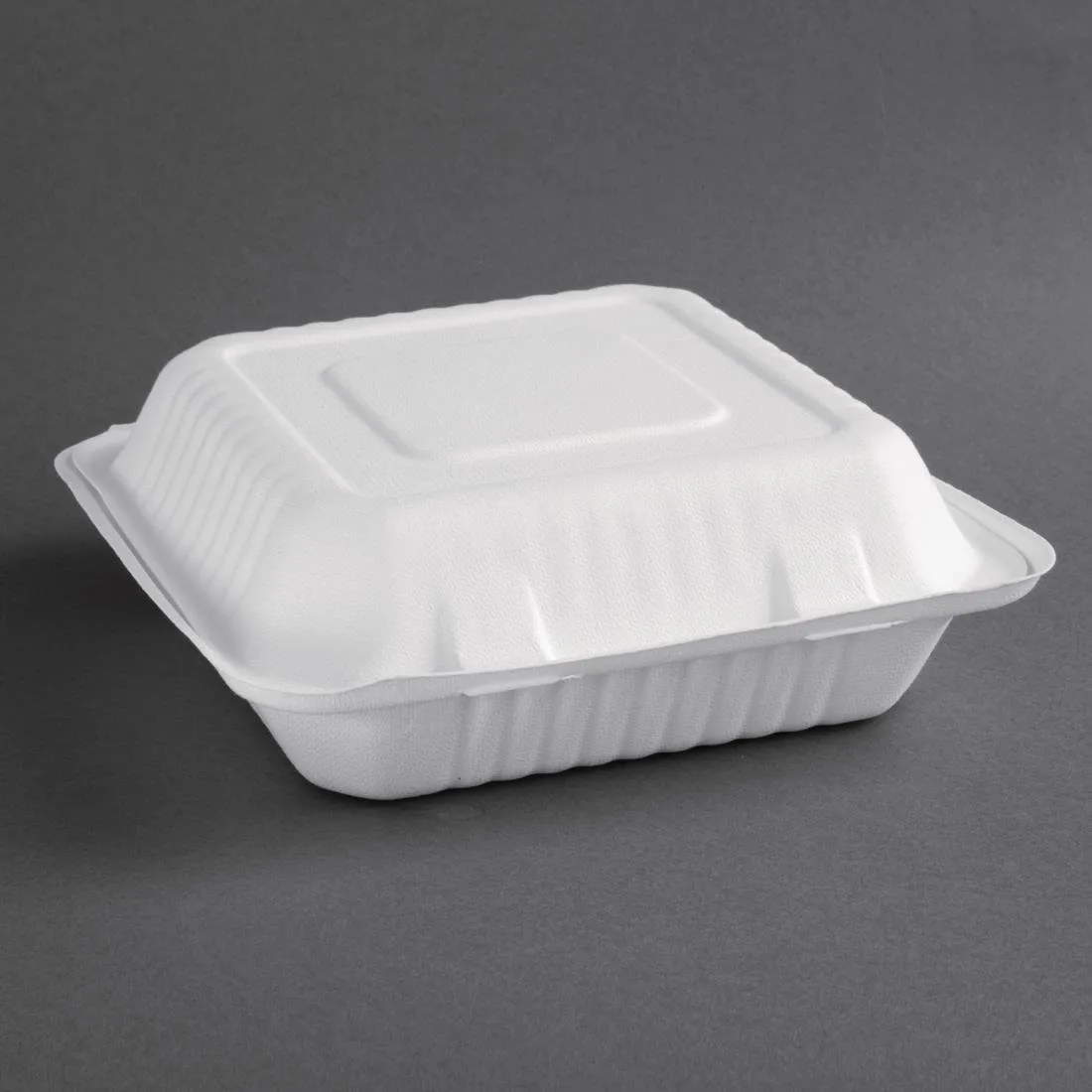 Schachteln mit Scharnierdeckel aus kompostierbarem Bagasse 236 mm - Packung mit 200