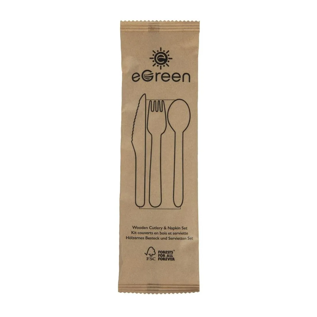 Holzbesteck-Sets 4-in-1 Einzelverpackungen - Packung mit 250