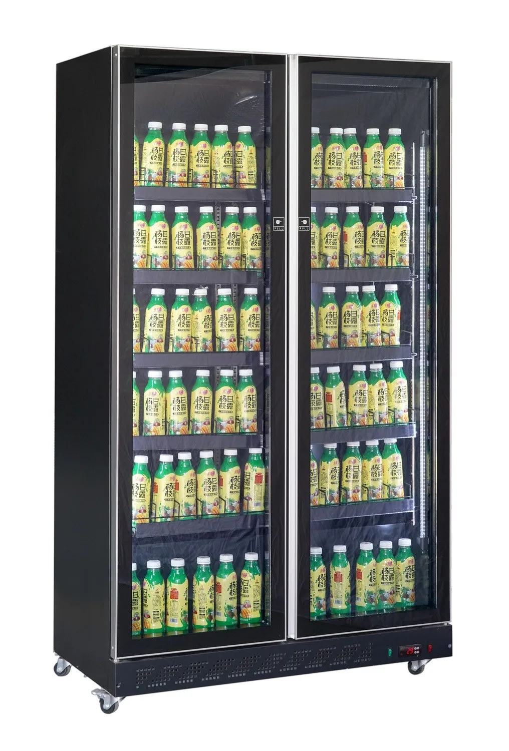 Kühlschrank für Getränke mit 2 Glastüren Schwarz 758 L