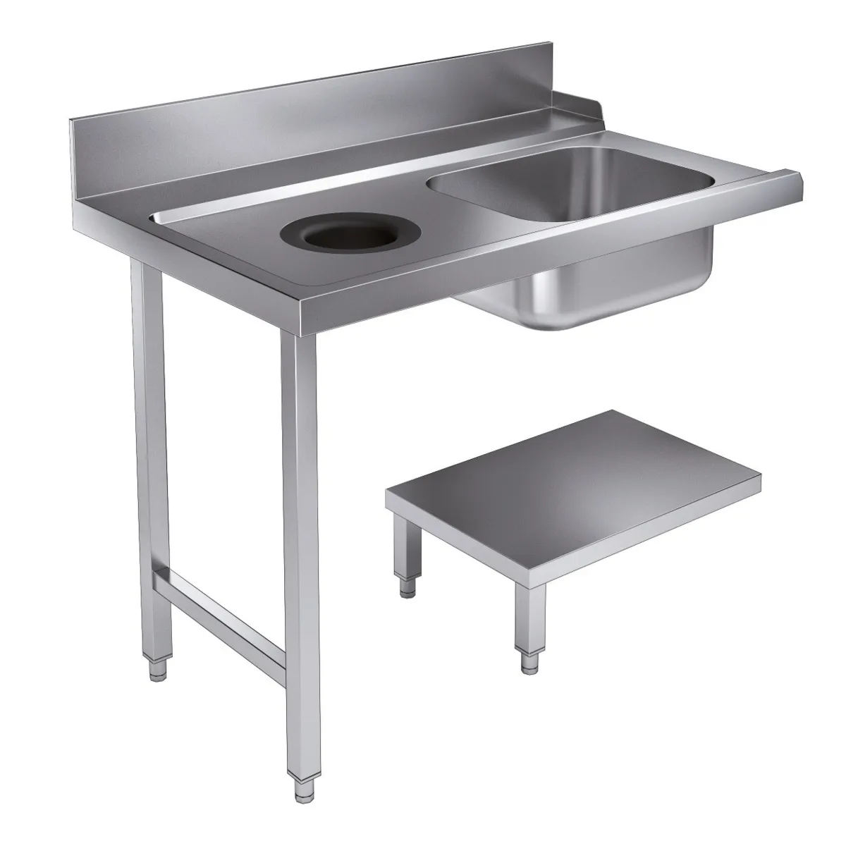 Ladetisch mit Abfallloch links - L 1200 x T 750 mm