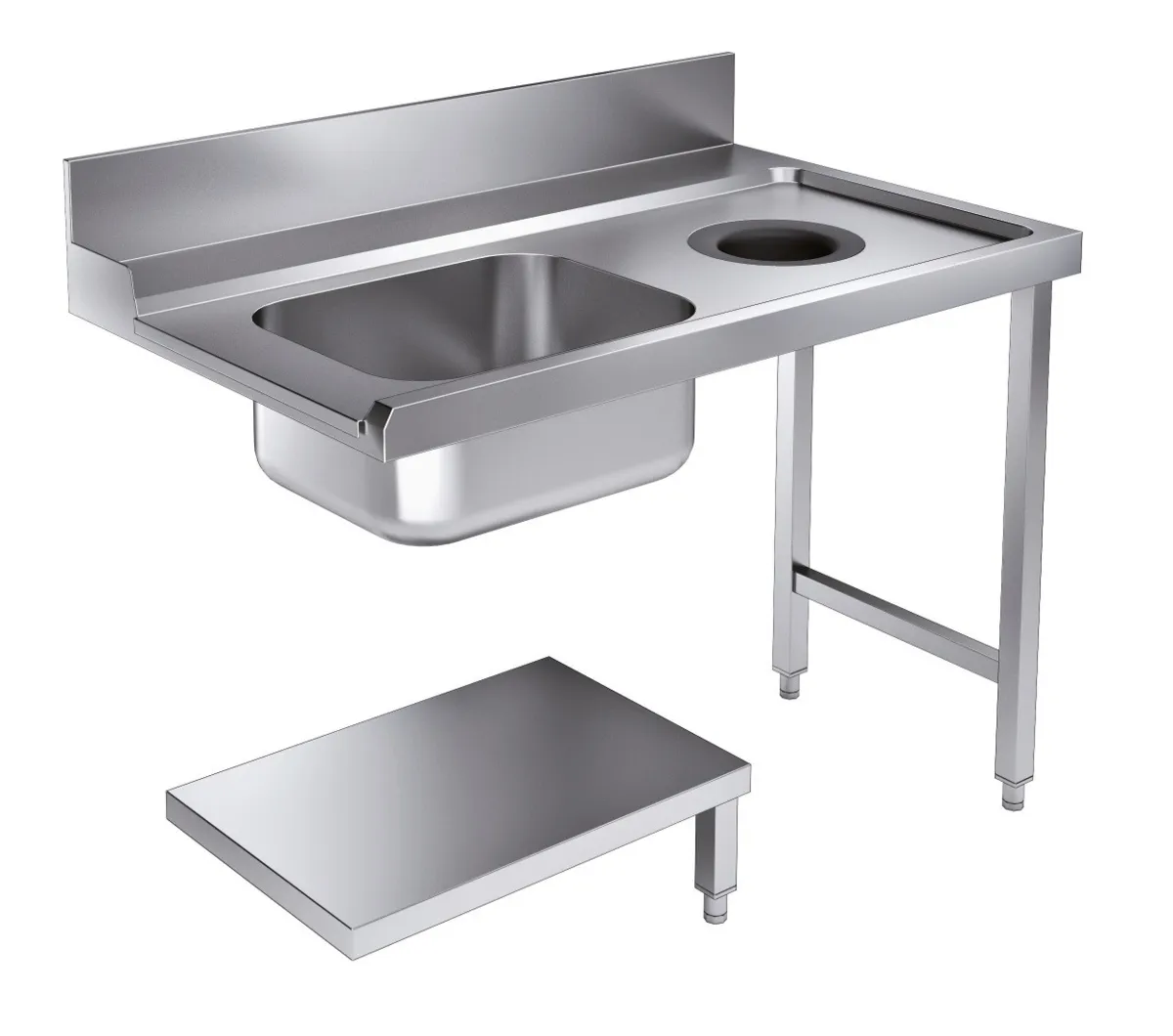 Ladetisch mit Abfallloch rechts - L 1200 x T 750 mm