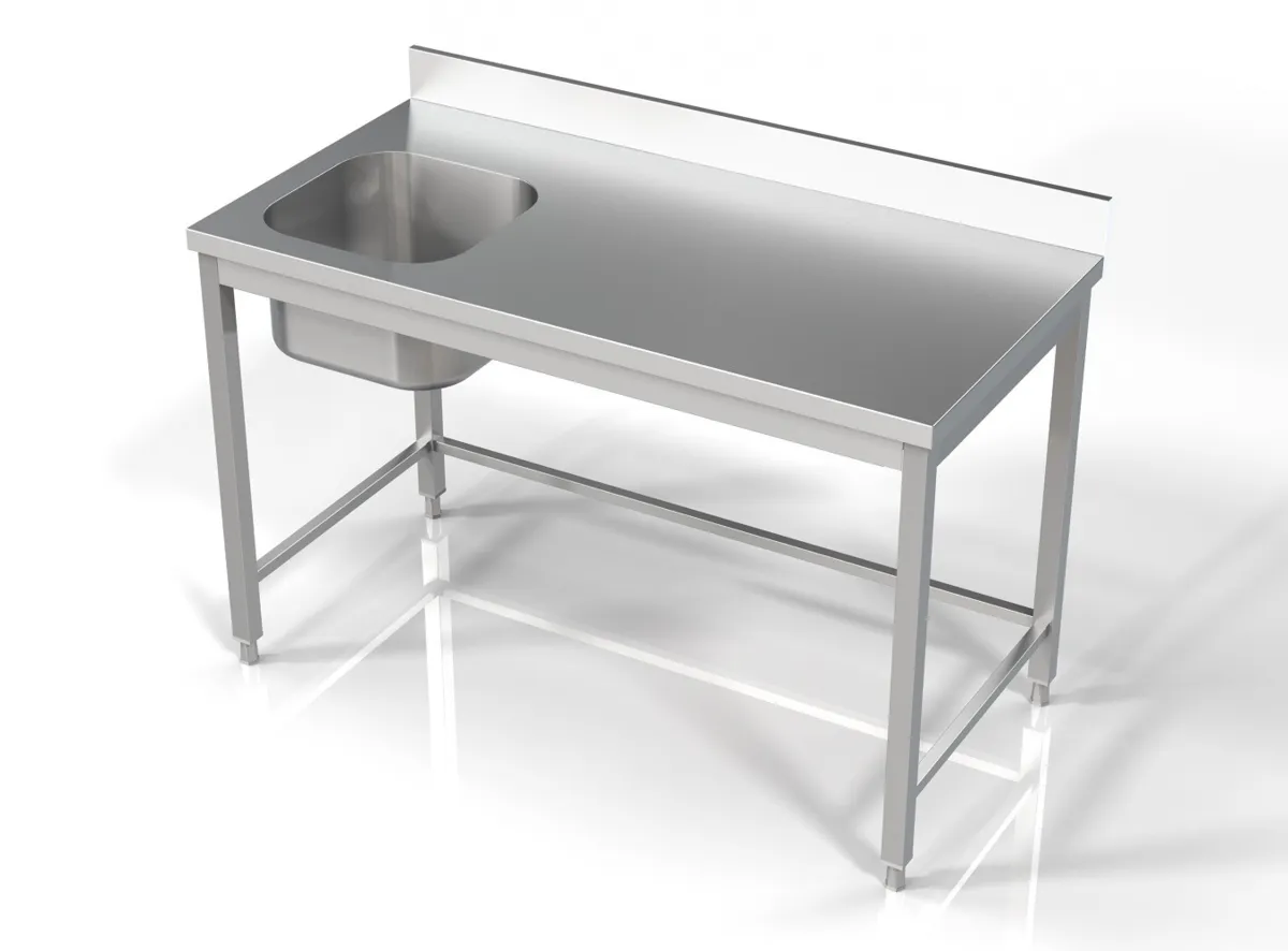 Einbauspüle 1 Becken links mit Rückwand - L 1400 x T 700 mm