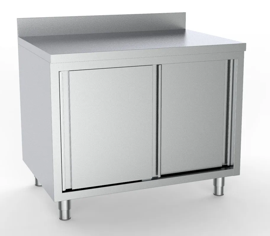 Edelstahl-Unterschrank mit 2 Türen und Aufkantung - L 1600 x T 600 mm