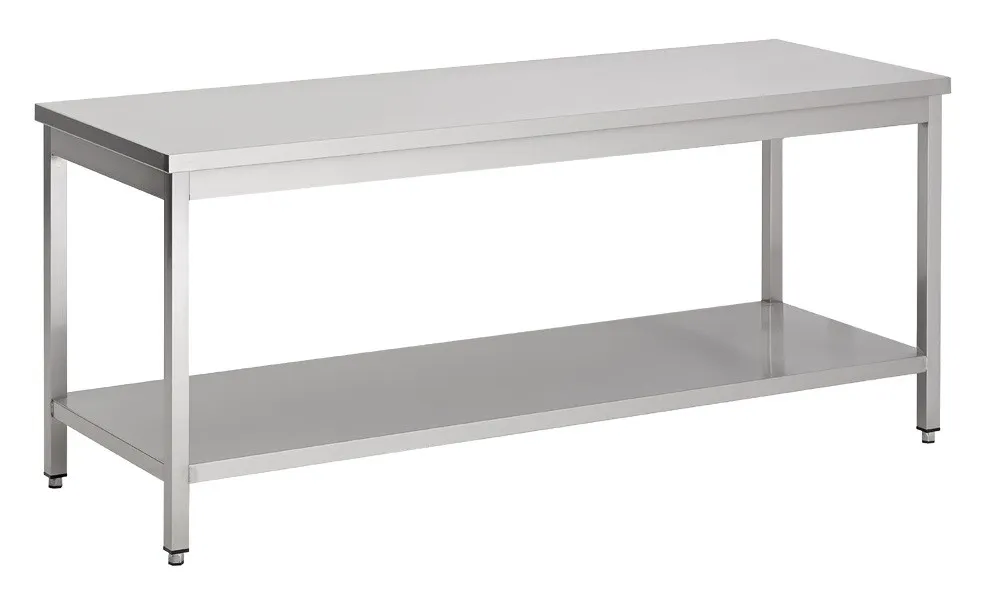 Edelstahltisch mit Regal - L 1800 x T 700 mm