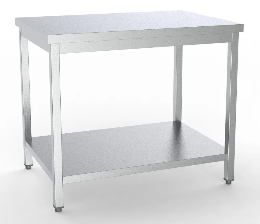 Edelstahltisch mit Regal - L 900 x T 700 mm