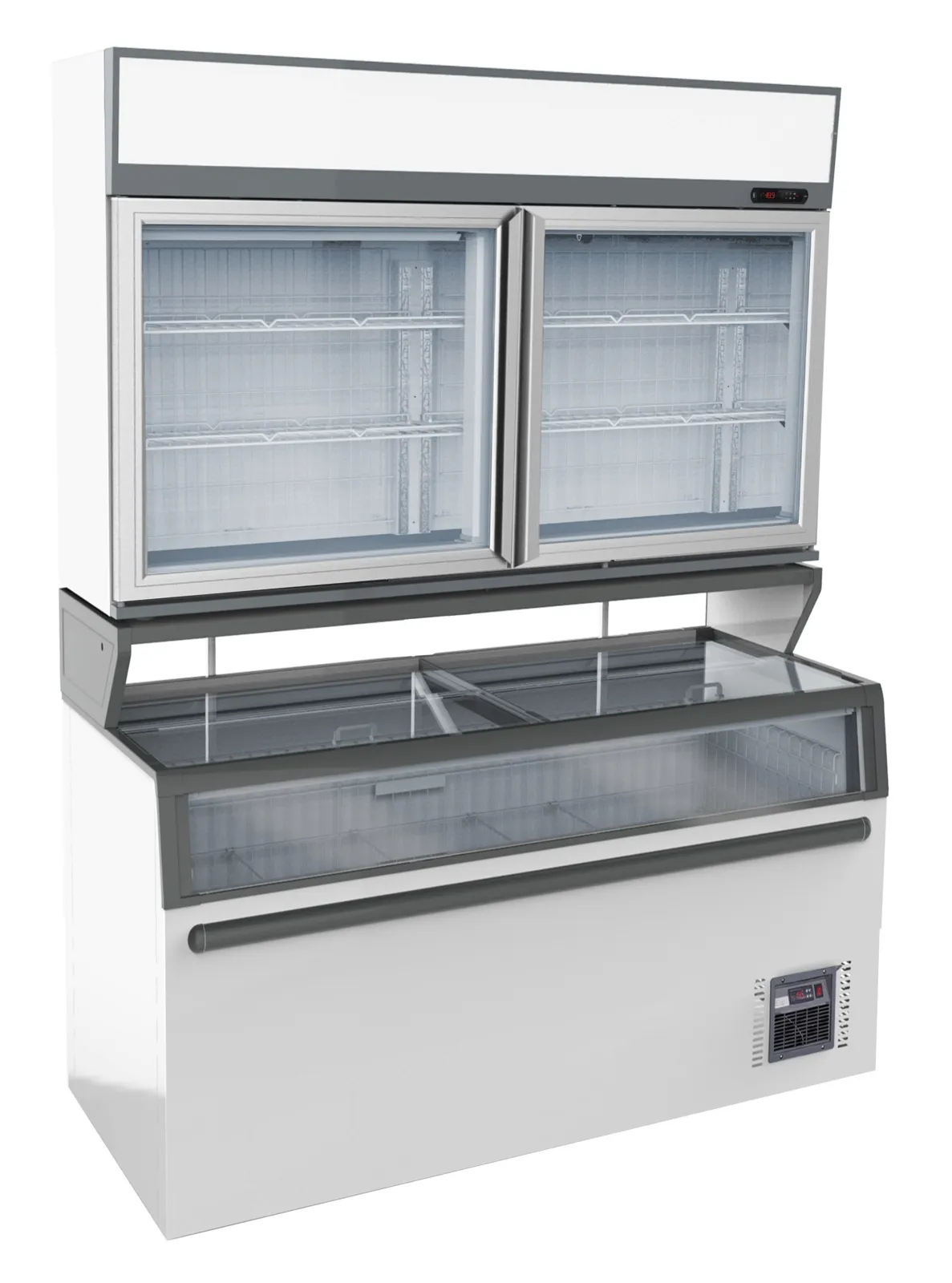 Wandvitrine und Supermarkt-Sideboard Weiß - 948 L