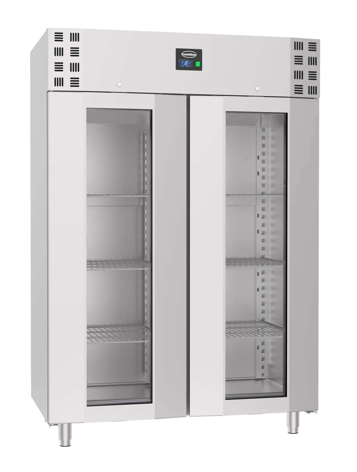 Positive Edelstahl-Kühlschrank - 2 Glastüren - 1400 L