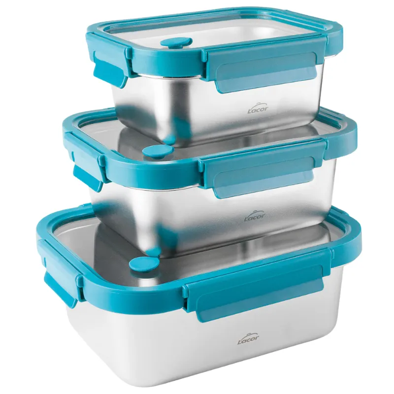 Edelstahlbox mit Glasdeckel Etern - Set von 3