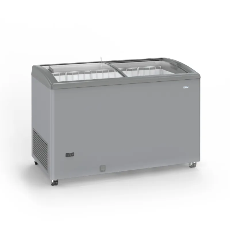 Gefrierschrank mit Edelstahloberfläche und Schiebetüren aus Glas - 400 L
