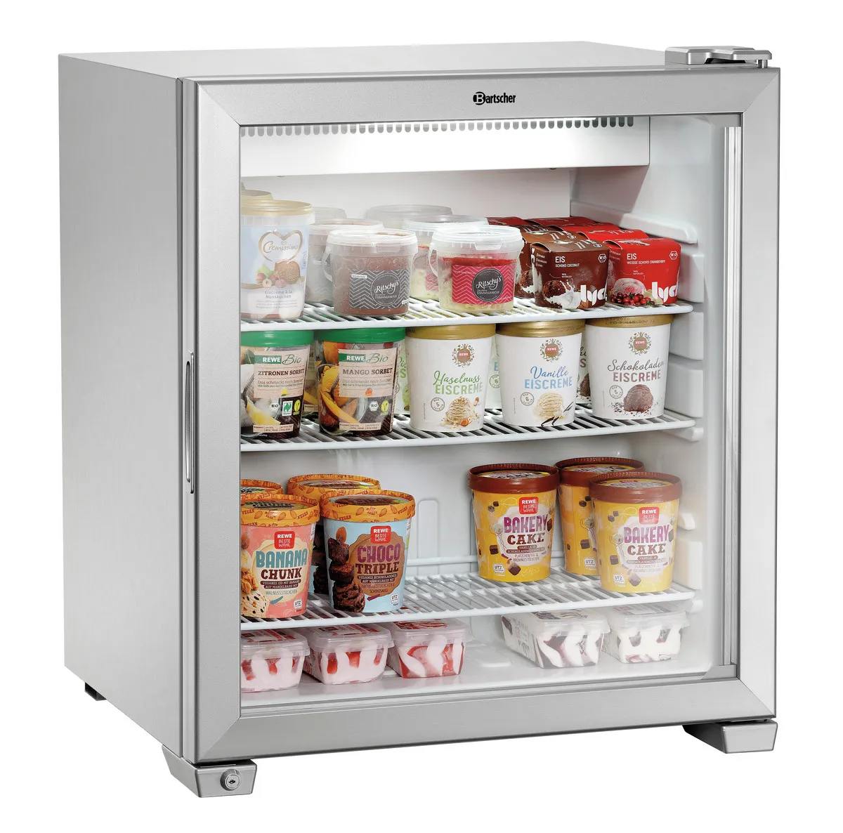 Mini Gefrierschrank Edelstahl verglast - 90 L