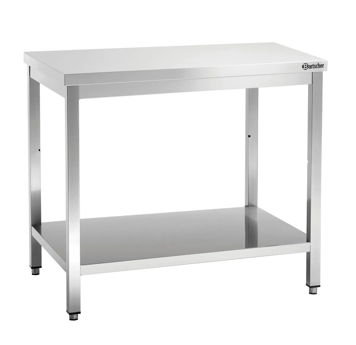 Edelstahltisch mit unterem Regal - T 700 mm - L 1200 mm