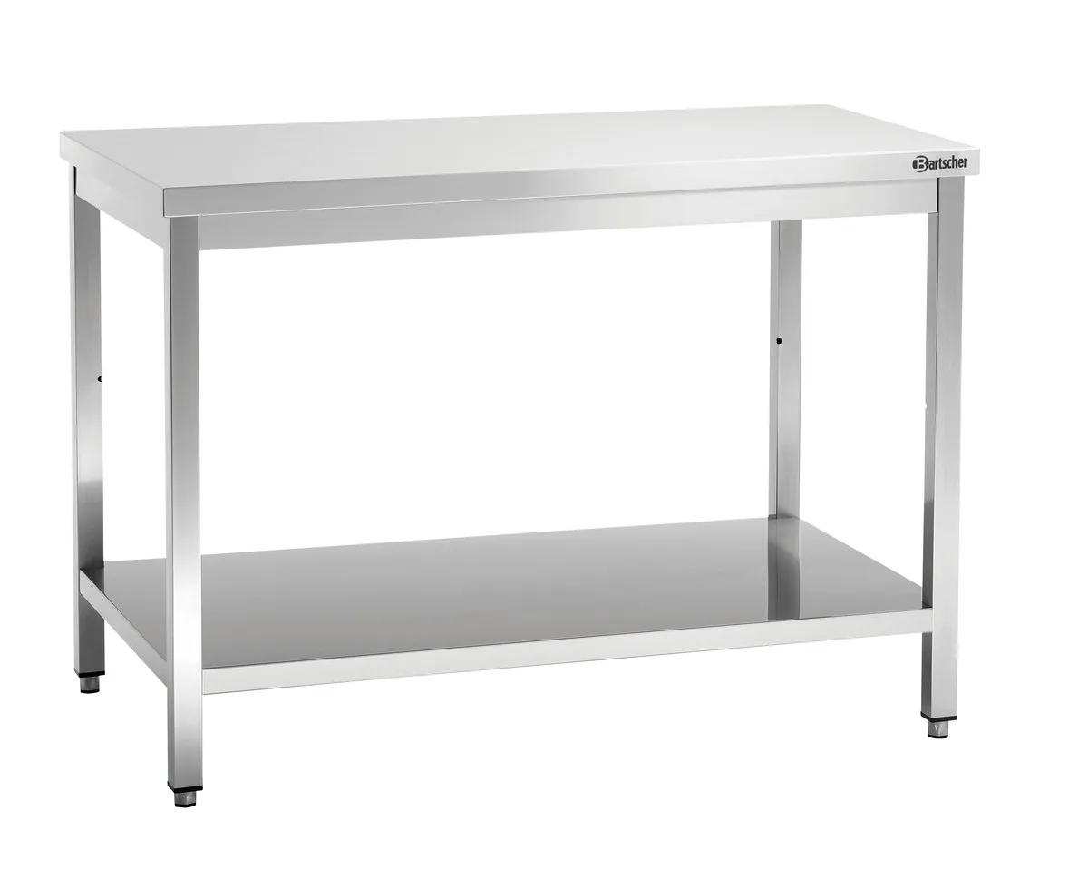Edelstahltisch mit unterem Regal - T 700 mm - L 1400 mm