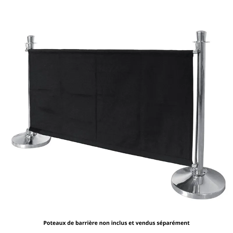 Schwarze Stoffbarriere mit Befestigungen