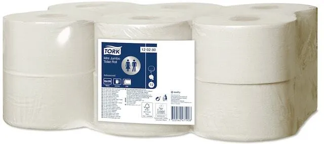 Toilettenpapier Mini Jumbo Advanced Weiß - Packung mit 12