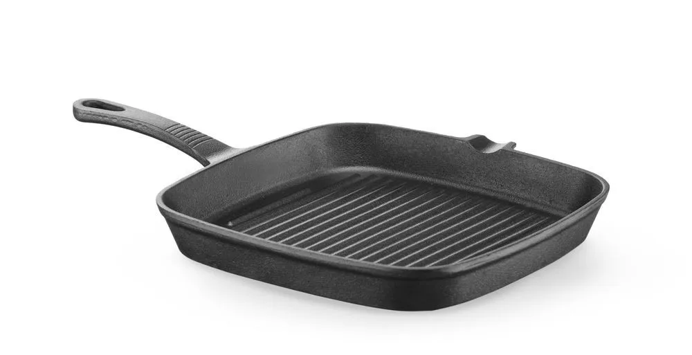 Quadratische Grillpfanne aus Gusseisen - 230 x 230 mm