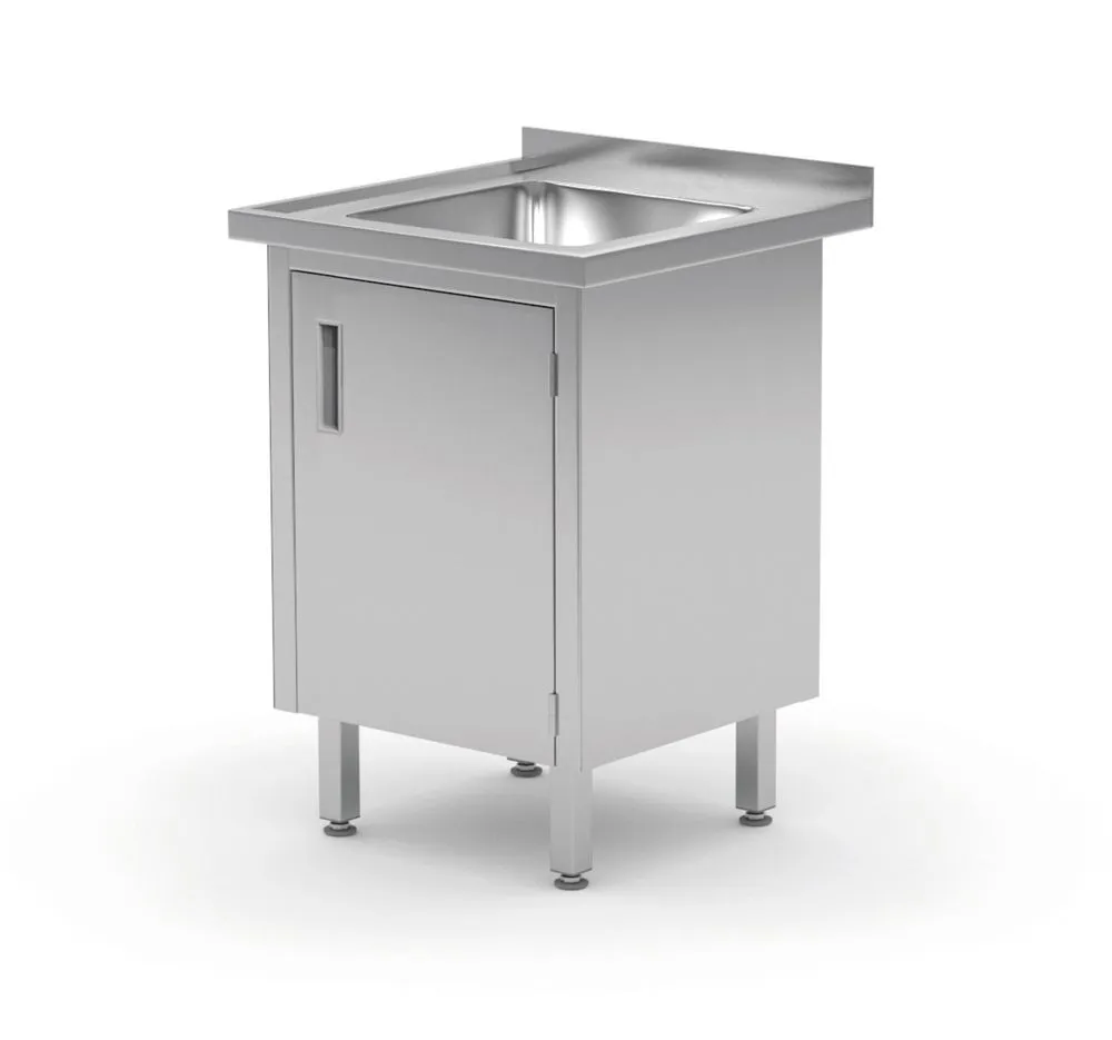 Spültisch mit Schrank Geschweißt - L 600 x T 600 mm