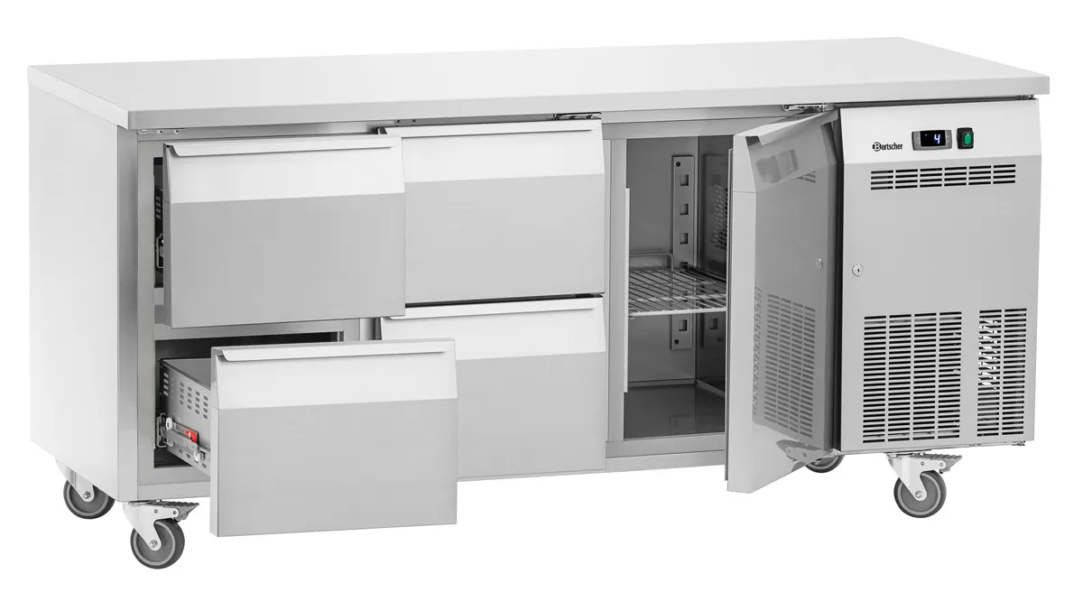 Positive Kühltisch - 4 Schubladen GN 1/1 und 1 Tür - Tiefe 700