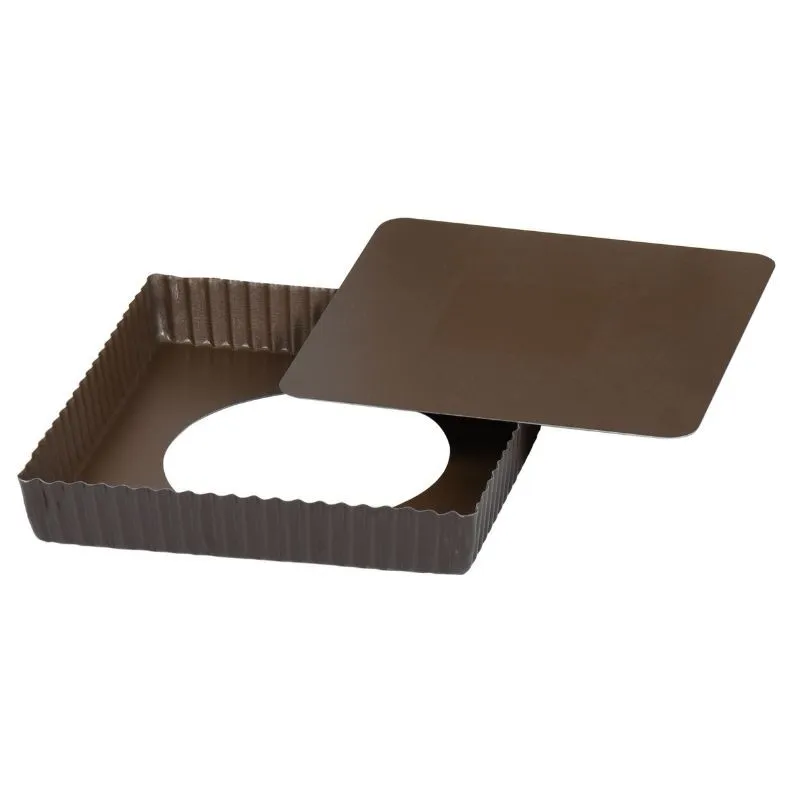 Moule à Tarte Carré Cannelé à Fond Mobile - 230 x 230 mm