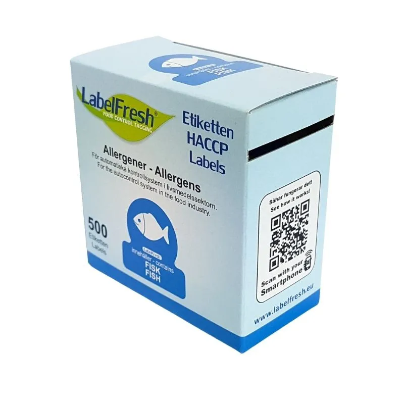Rückverfolgbarkeitsetikett LabelFresh Allergene Symbole - Fisch - 70 x 45 mm - Packung mit 500