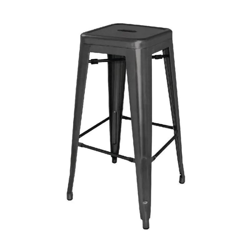 Schwarze Bistro-Hocker aus galvanisiertem Stahl - 4er-Set