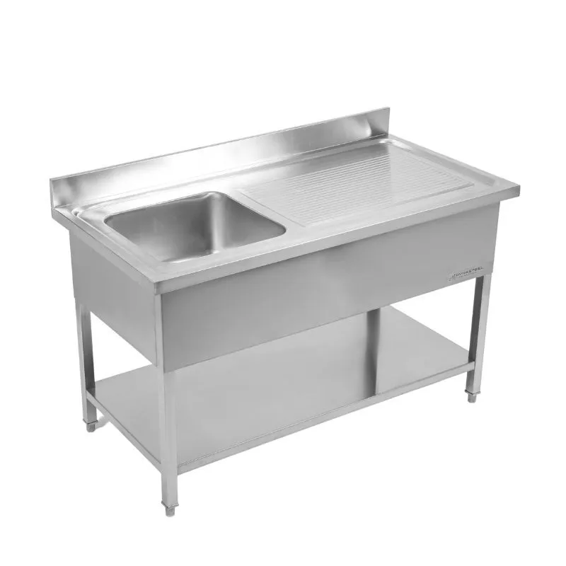 Spülbecken 1 Becken mit Rückwand und Regal - L 1000 x T 700 mm