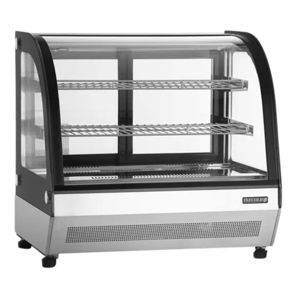 Schwarze Kühlvitrine Theke 2 Glastüren - 60 L