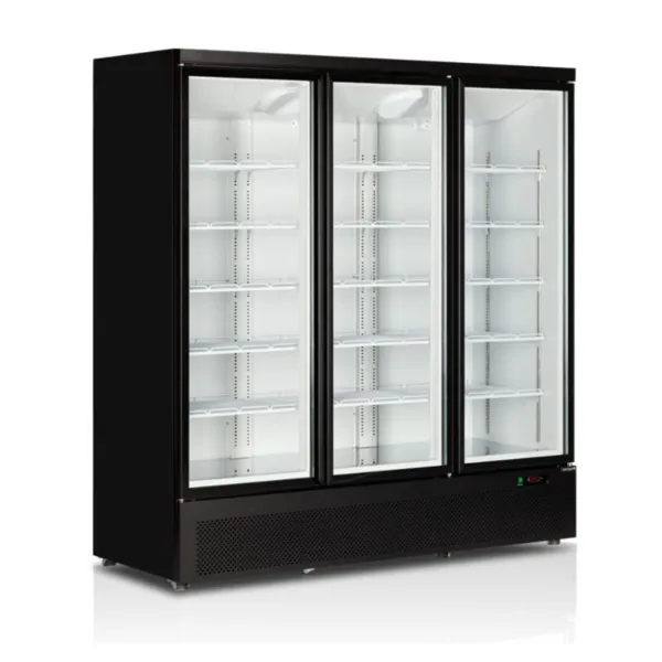 Schwarzer Vertikaler Gefrierschrank - 3 Glastüren - 1090 L
