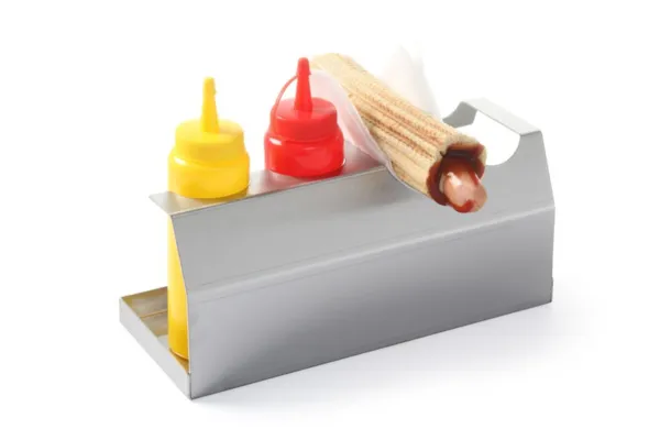 Support für Hot-Dog - 2 Brötchen und 2 Flaschenhalter.