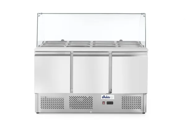 Theke mit 3 Türen und gekühlter Glasvitrine - 380 L