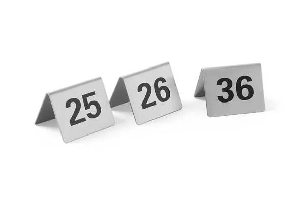 Set von 12 nummerierten Tischaufstellern von 25 bis 36