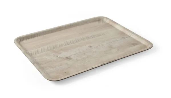 Serviertablett aus Melamin mit hellem Holzmuster - 530 x 370 mm