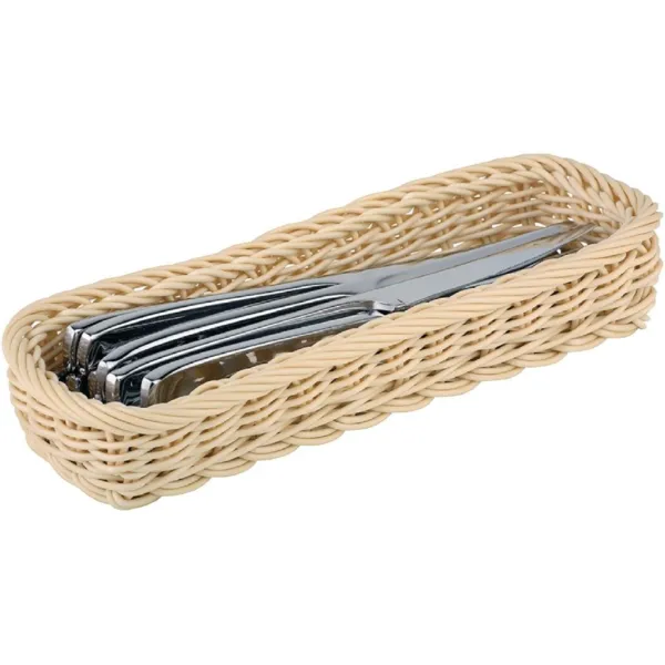 Rechteckiger Besteckkorb aus Rattan und Polypropylen - 270 x 100 mm
