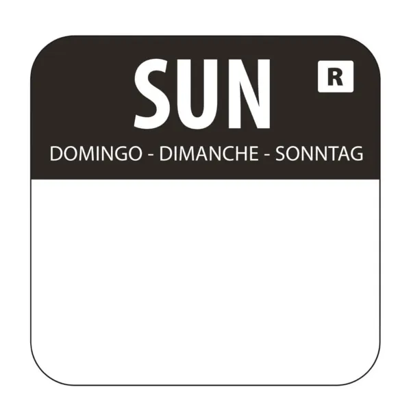 Lebensmittel-Etiketten Schwarz "Sonntag" - Packung mit 1000