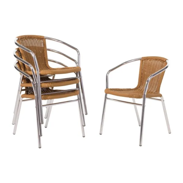 Rattan- und Aluminiumstühle - Set mit 4 Stück