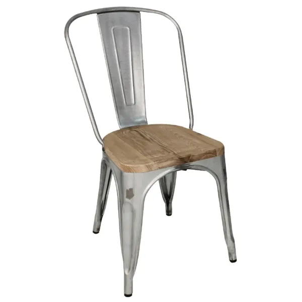 Stühle aus Stahl mit Holzsitz - 4er-Set
