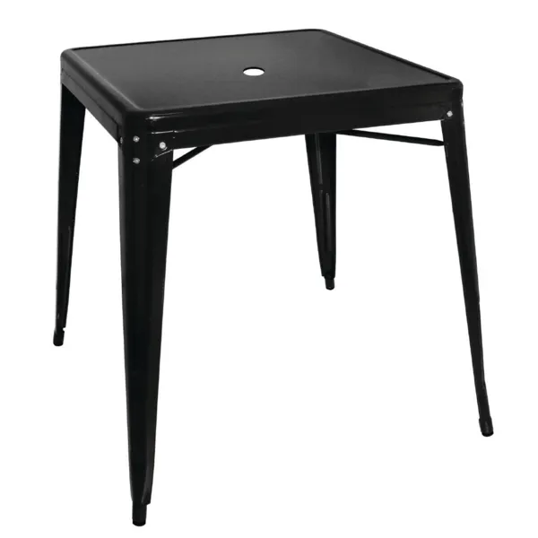 Quadratischer Bistro-Tisch aus schwarzem Stahl – L 668 x T 668 mm
