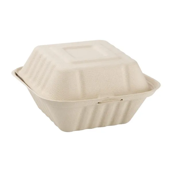 Kompostierbare Hamburgerboxen aus natürlicher Bagasse, 152 mm - Packung mit 500