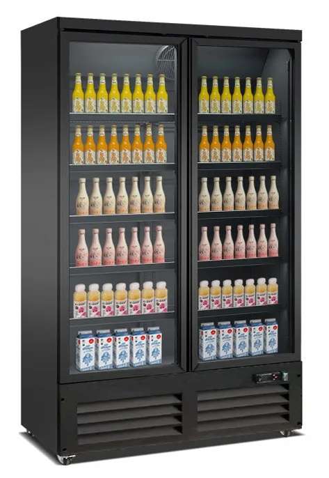 Getränkekühlschrank Schwarz mit 2 Glastüren - 1000 L