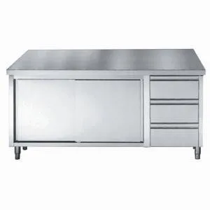 Edelstahl-Unterschrank GN 1/1 - 2 Türen und 3 Schubladen - L 2000 x T 700 mm