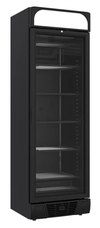 Schwarzer Negativ-Kühlschrank - 1 Glastür - 382 L