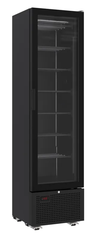 Schwarzer Negativ-Kühlschrank - 1 Glastür - 221 L