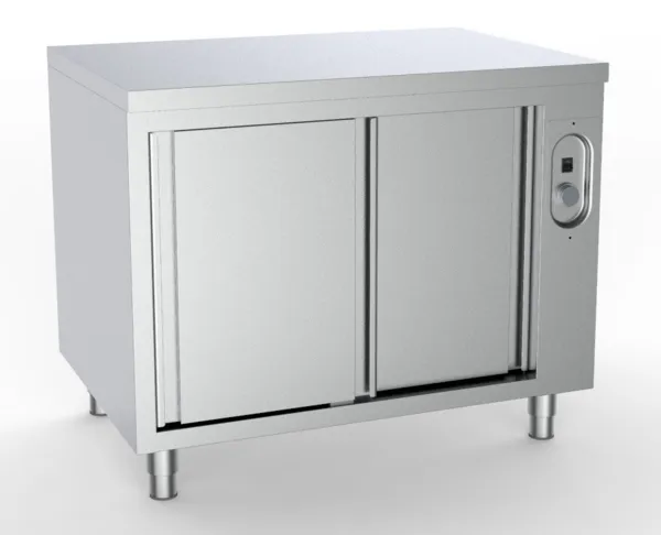 Edelstahl-Wärmeschrank mit 2 Schiebetüren - B 1400 x T 700 mm