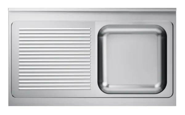 Spüle 1 Becken und Abtropffläche links mit Rückwand - L 1200 x T 700 mm