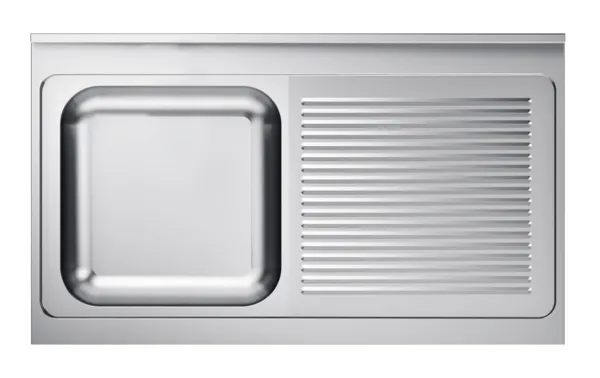 Spüle 1 Becken und Abtropffläche rechts mit Rückwand - L 1200 x T 700 mm