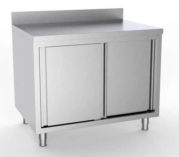 Edelstahl-Unterschrank mit 2 Türen und Aufkantung - L 1600 x T 700 mm