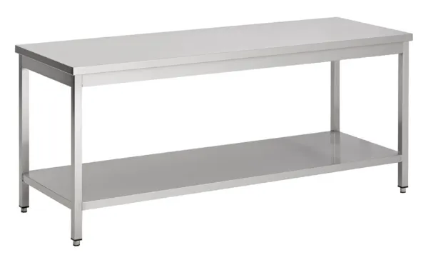 Edelstahltisch mit Regal - L 1800 x T 700 mm