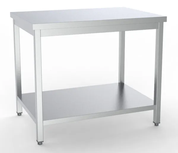 Edelstahltisch mit Regal - L 1200 x T 600 mm