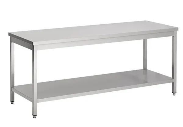 Edelstahltisch mit Regal - L 1200 x T 600 mm