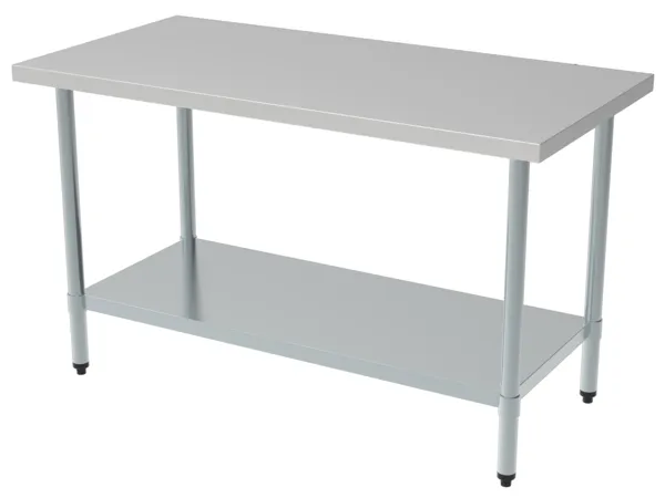 Edelstahltisch mit Regal - L 2000 x T 700 mm